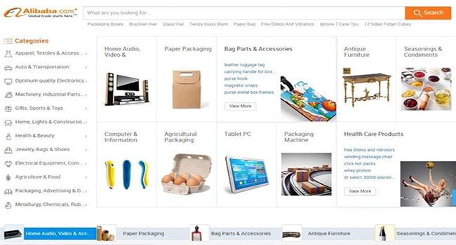 Giao diện web Alibaba